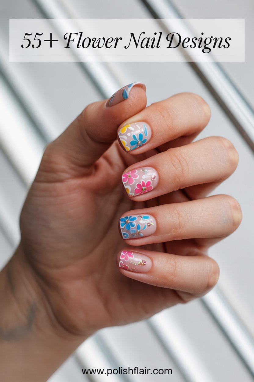 55+ Flower Nail Designs