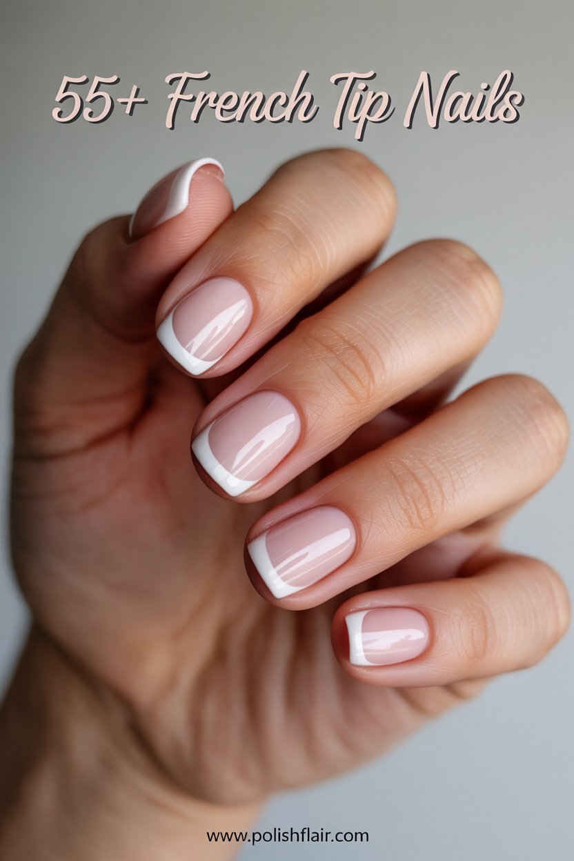 55+ French Tip Nails