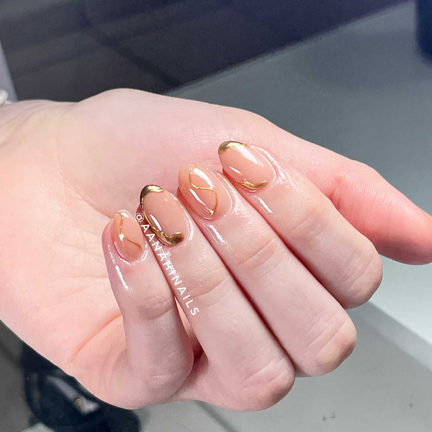 7. Golden Serpent Elegance: a Modern Nail Art Odyssey