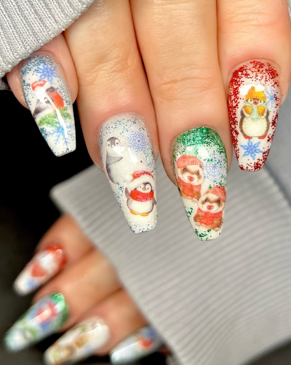 2. Frosty Fun: Whimsical Winter Wonderland Nails