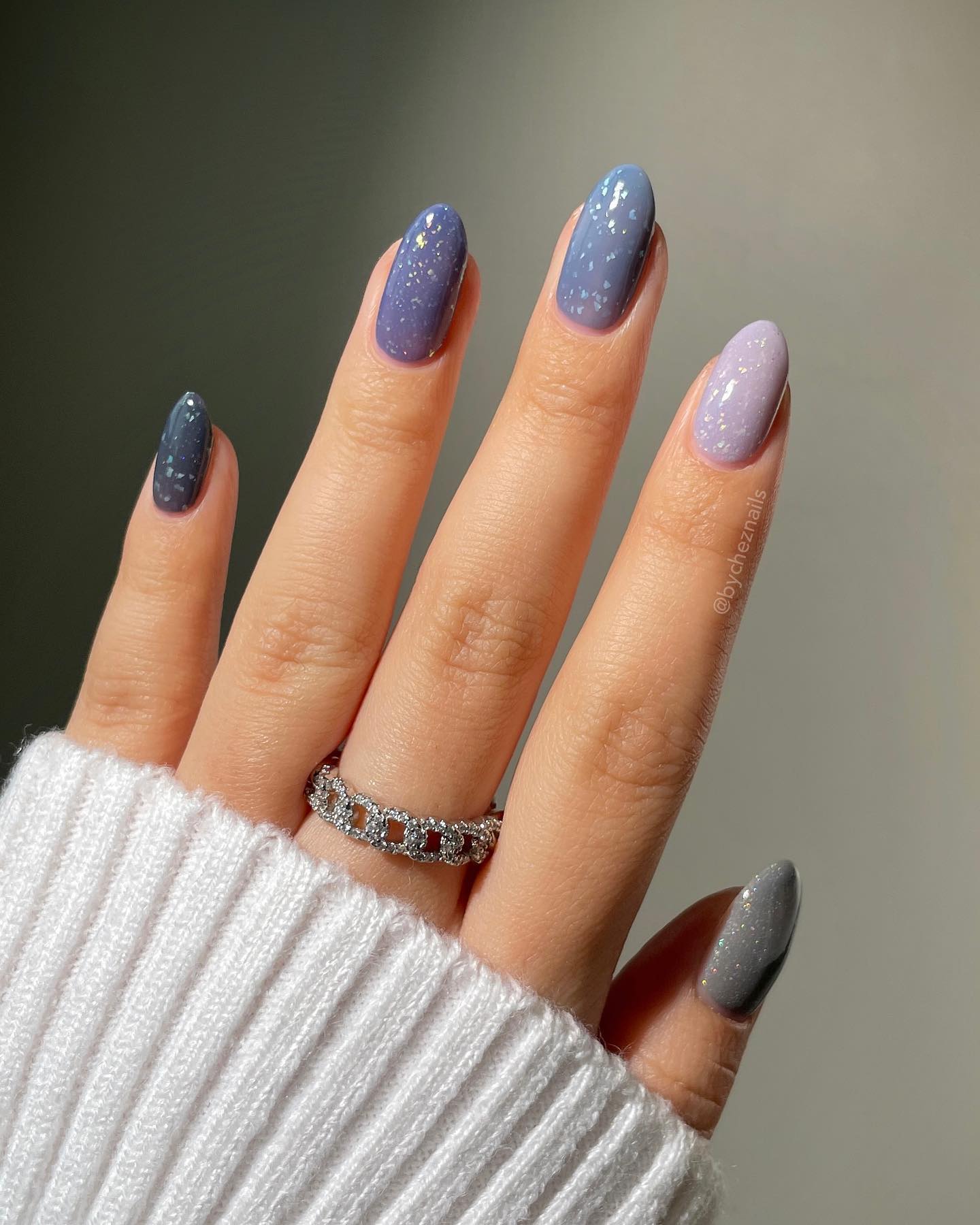 24. Frosted Twilight: Sparkling Ombre Elegance for Winter Nights