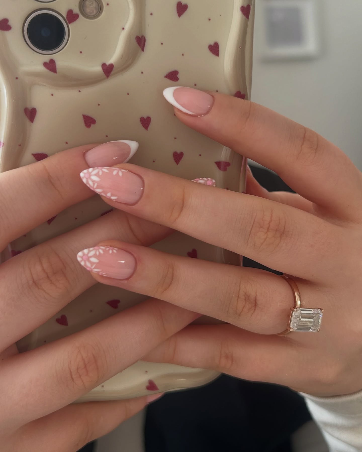 35. Pastel Petal French Tips with a Modern Twist