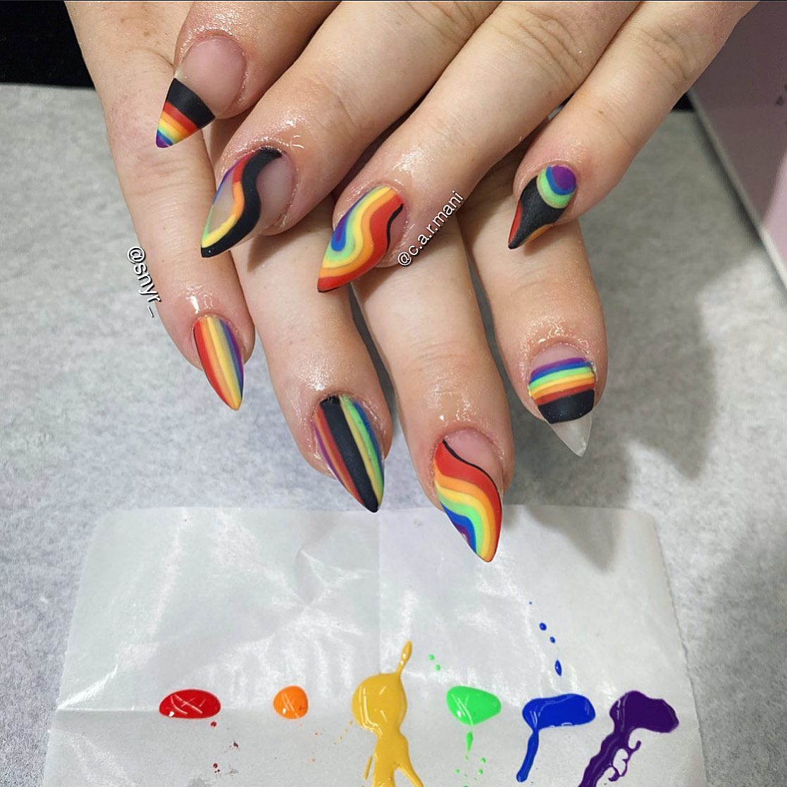 11. Psychedelic Rainbow Swirl: the Bold Artistry Of Vibrant Nail Expressions