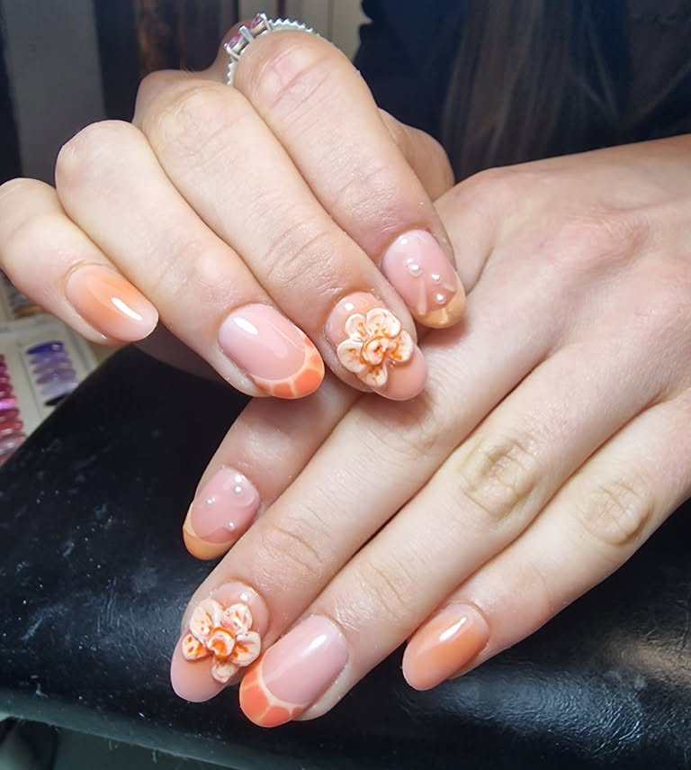 46. Petal-soft Coral Dreams with Elegantly Textured Flourishes