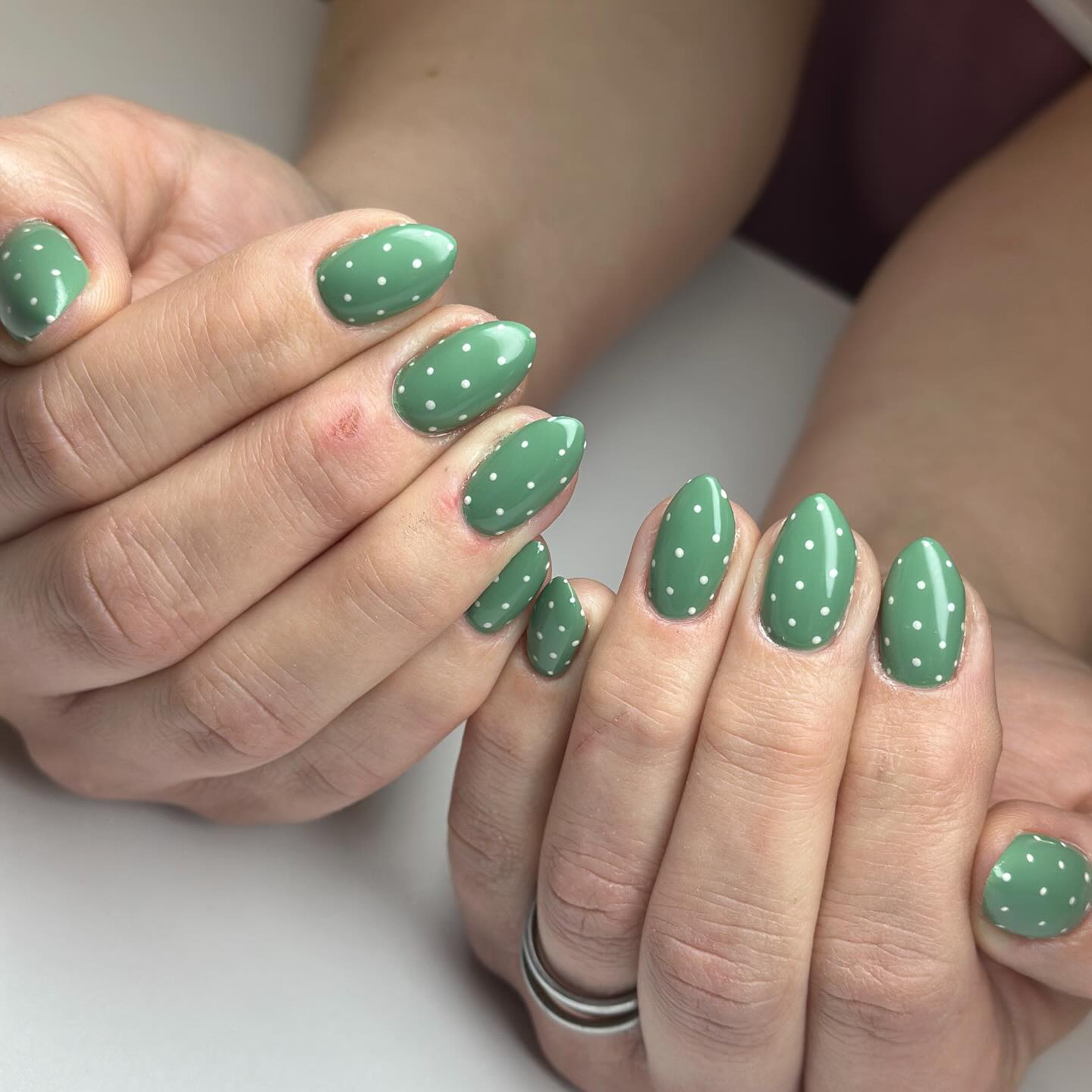 37. Polka Dot Elegance In Wispy Sage