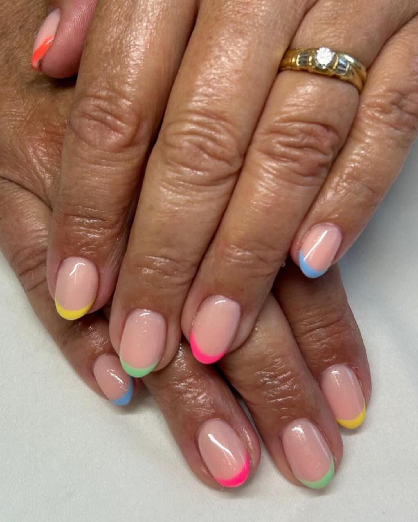 42. a Splash Of Neon Bliss: Playful French Tips for Every Summer Occasion
