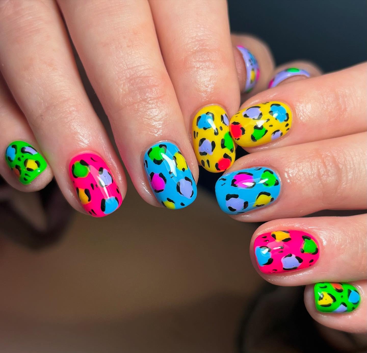 41. Neon Jungle Delight: a Playful Twist on Classic Cheetah Prints