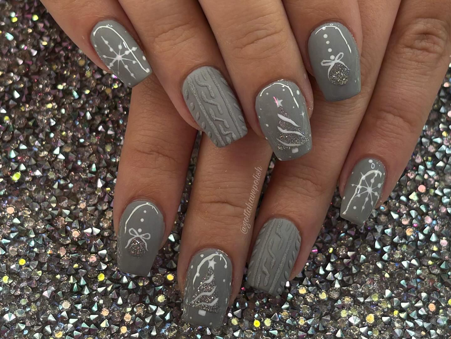 17. Winter Wonderland In Gray: Luxe Cable Knit and Sparkling Accents