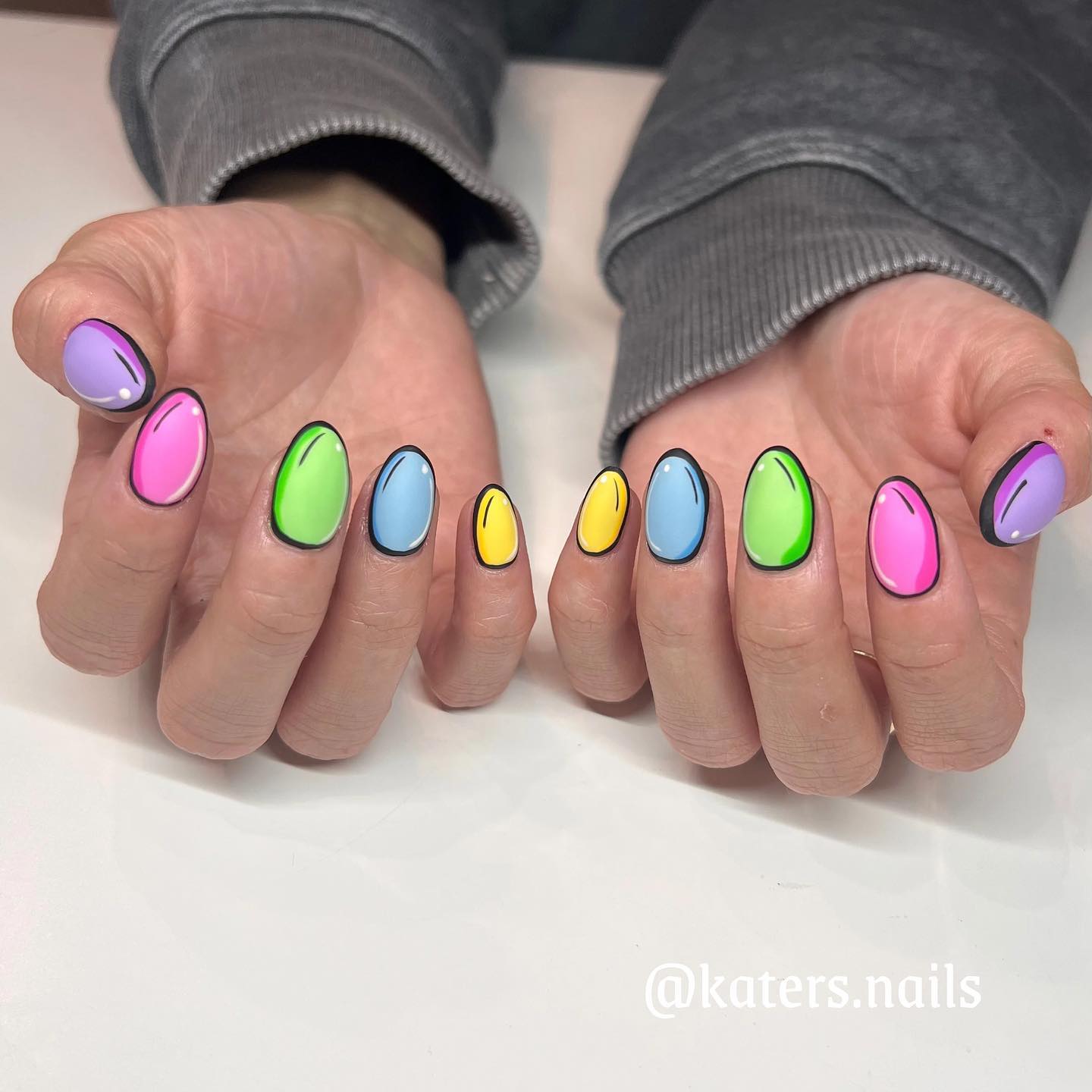 27. Colorful Cartoon Dreamscape: a Playful Pop Of Nail Art