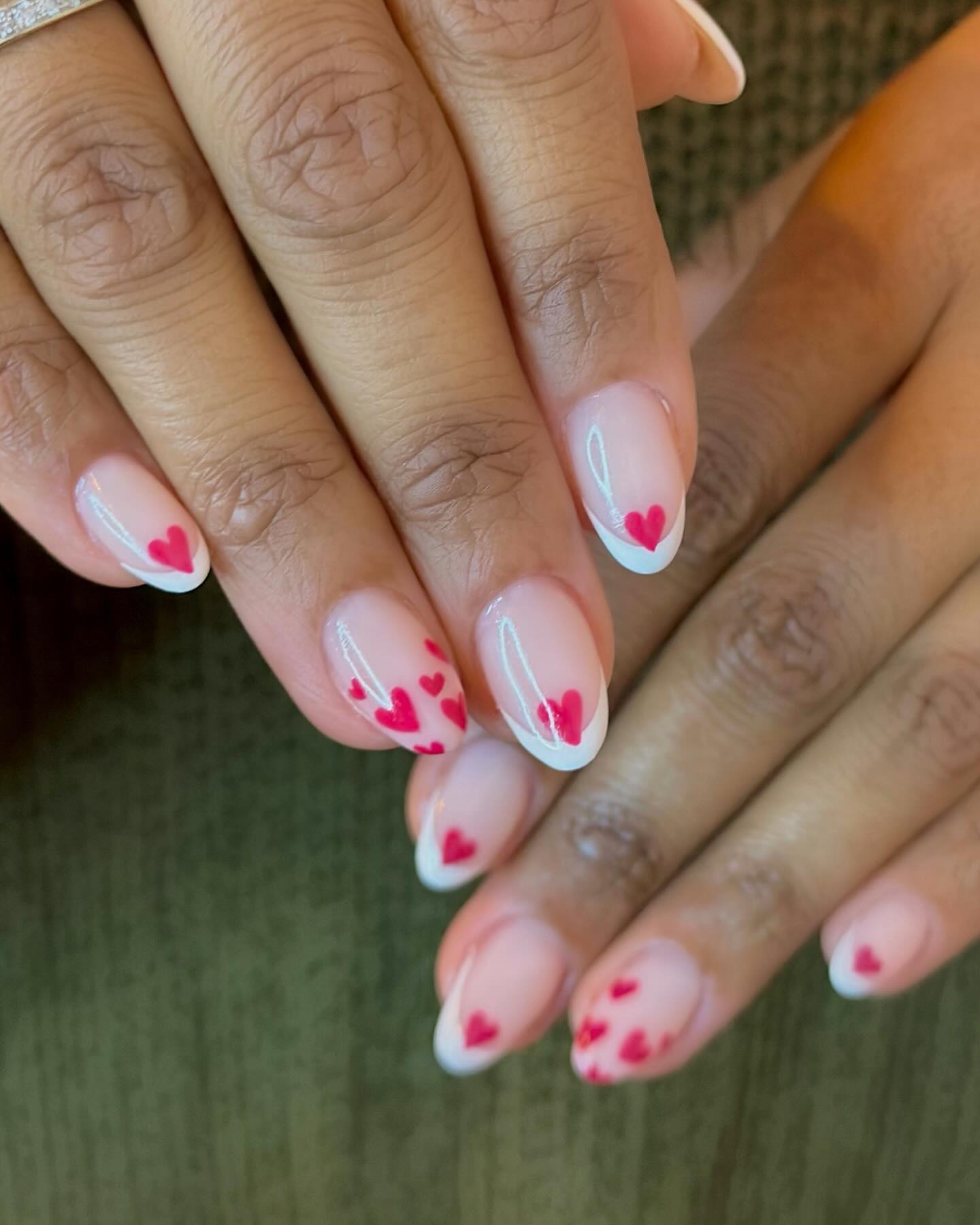 37. Whimsical Heartstrings: a Playful Spin on Classic French Tips