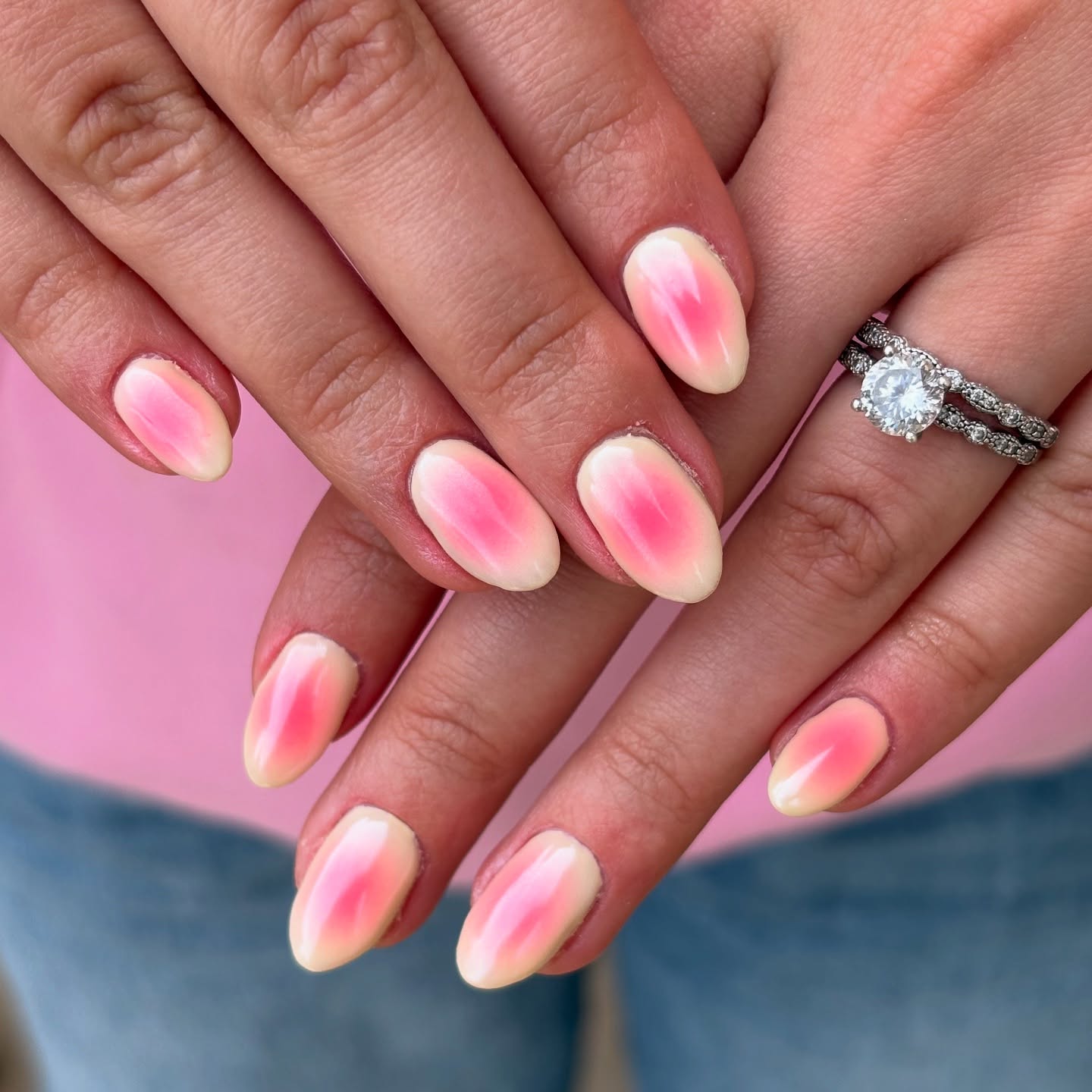 24. Sunset Blush: the Ombré Dreamscape Of Aura Nails