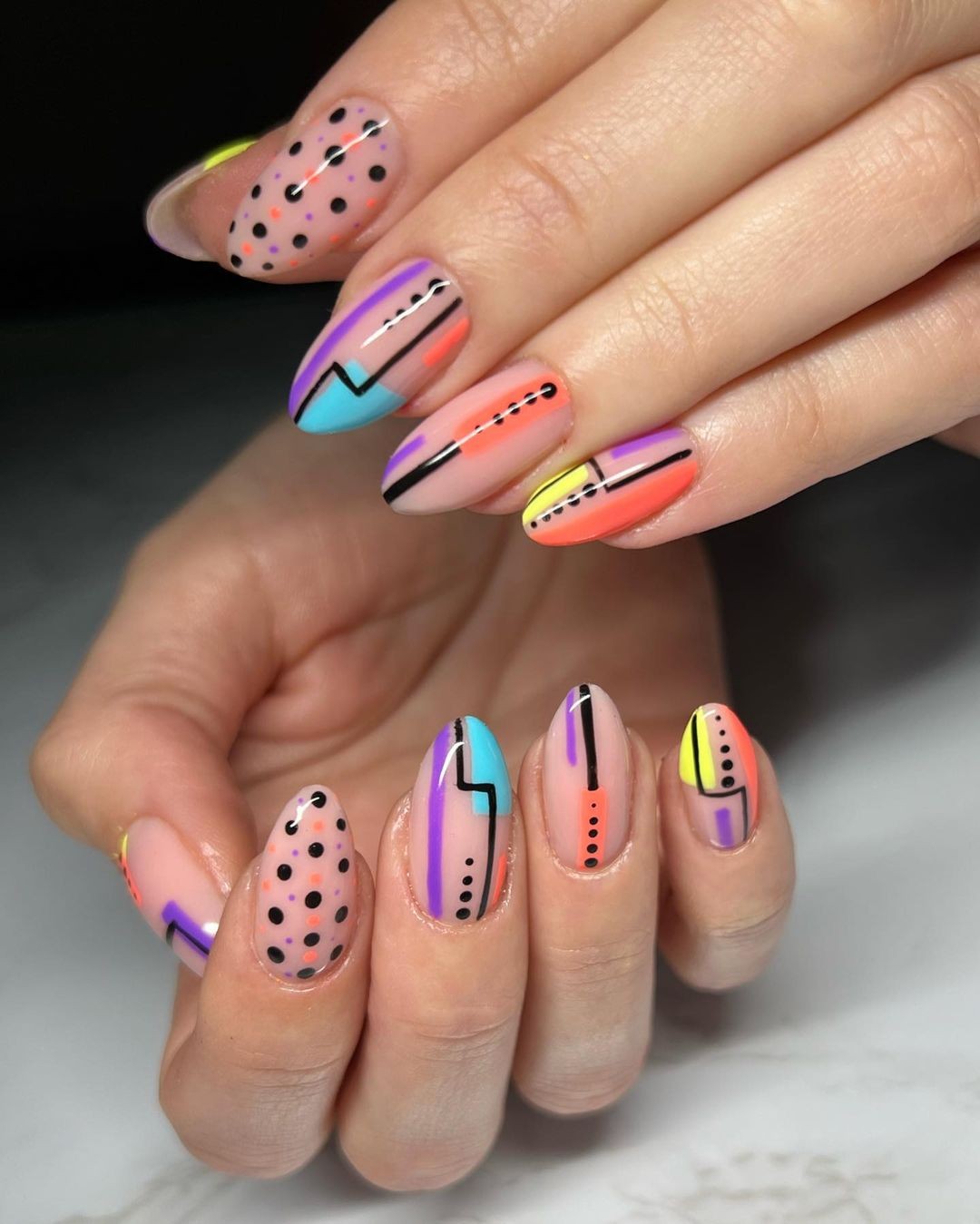 23. Neon Geometric Vibes: a Playful Pop Of Color