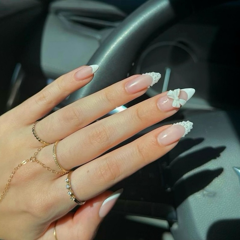 6. Fleeting Whispers Of Elegance: the Pearl-embellished Coquette Tip