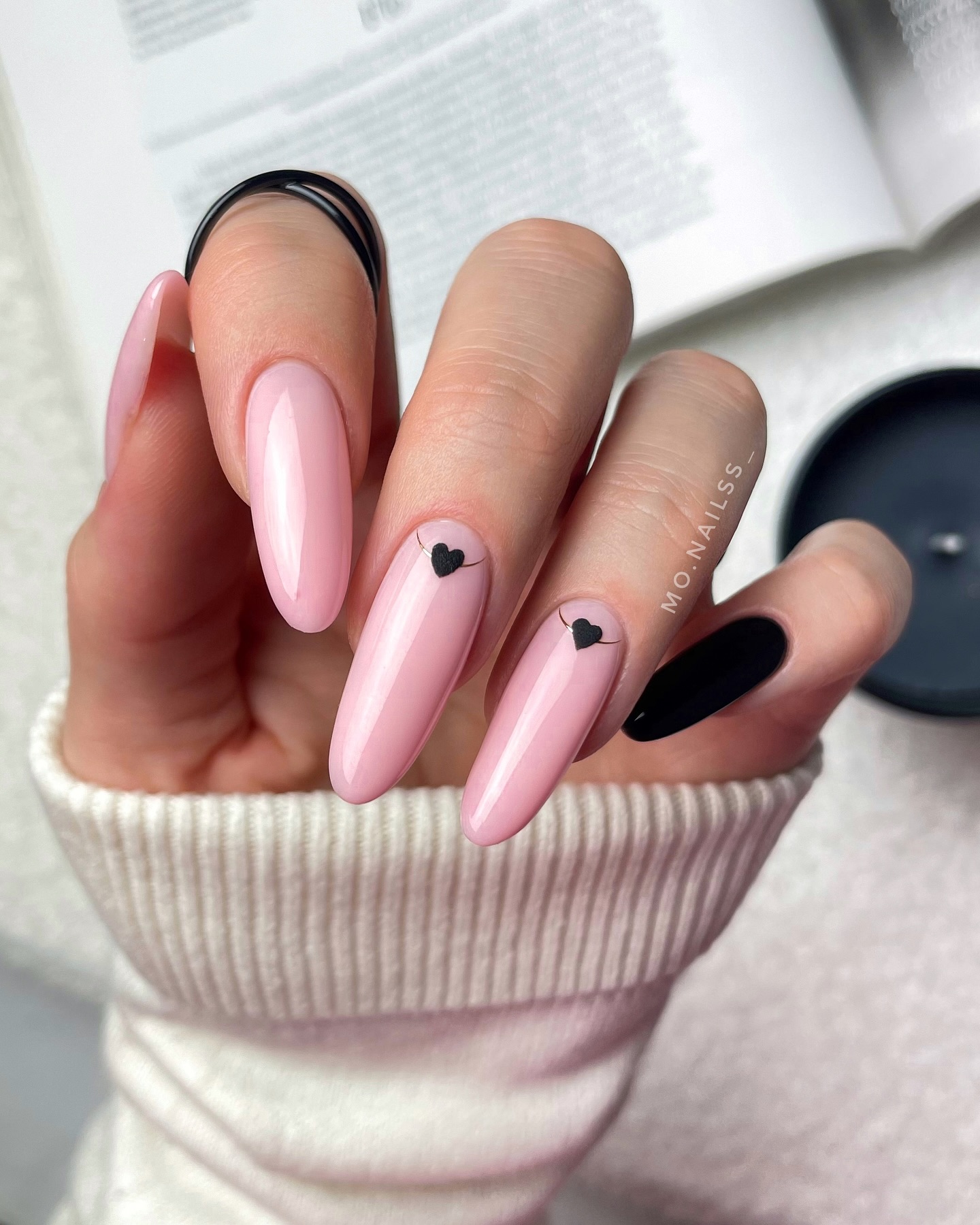 16. Chic Romance In Two Tones: the Heartfelt Nail Evolution