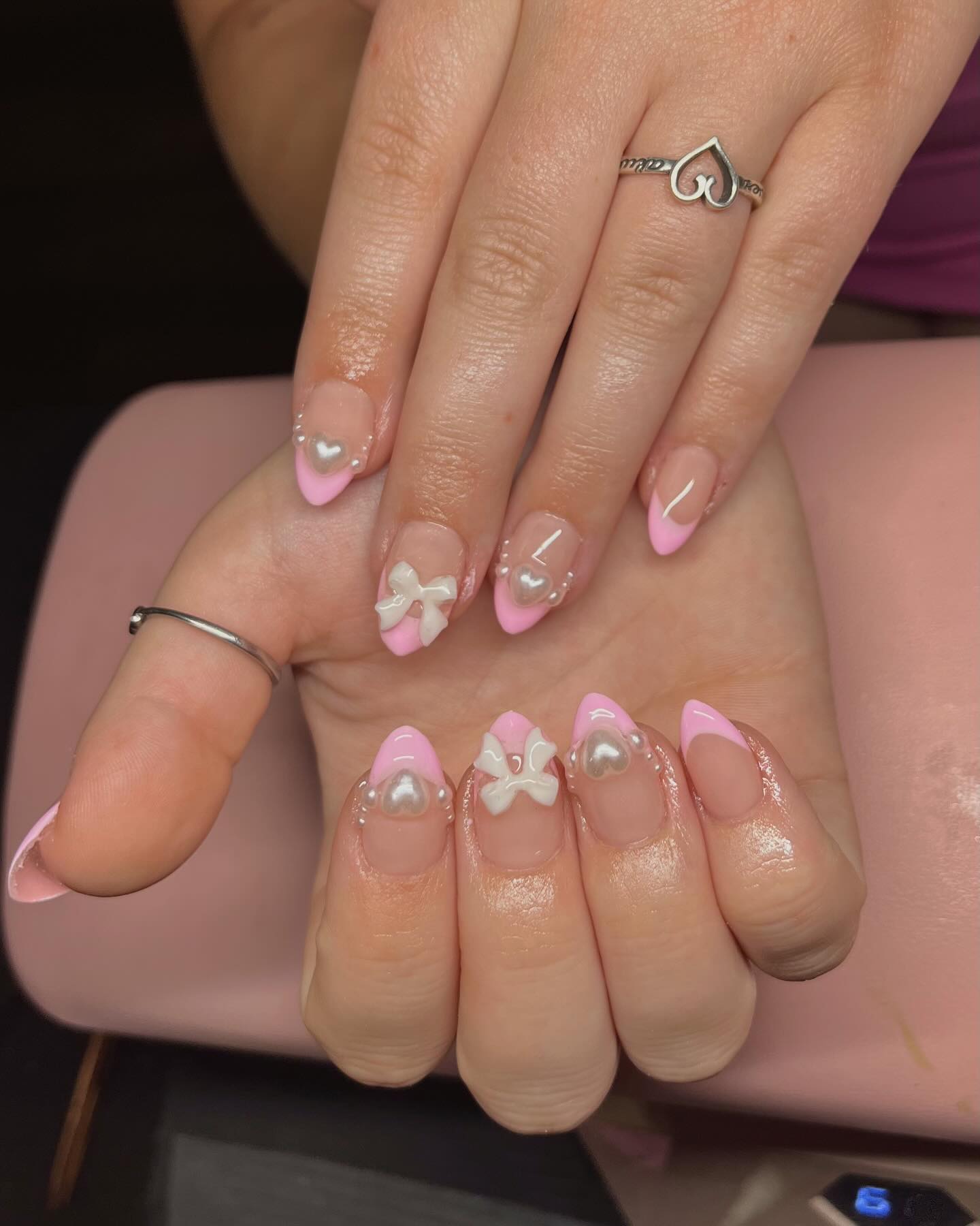 17. Dainty Love Notes: the Playful Artistry Of Heart-embellished Coquette Nails