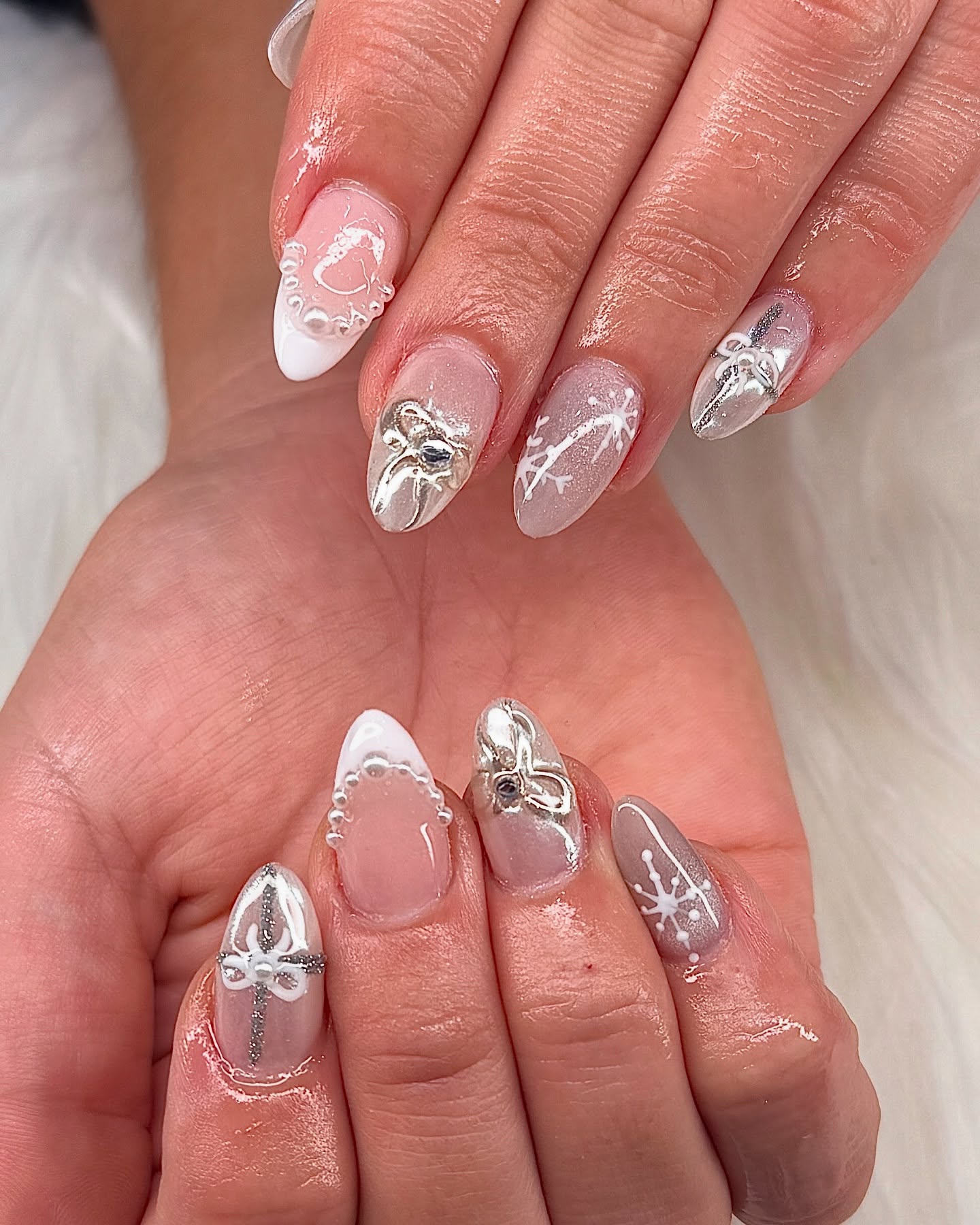 46. Delicate Frosted Elegance with Charismatic Embellishments