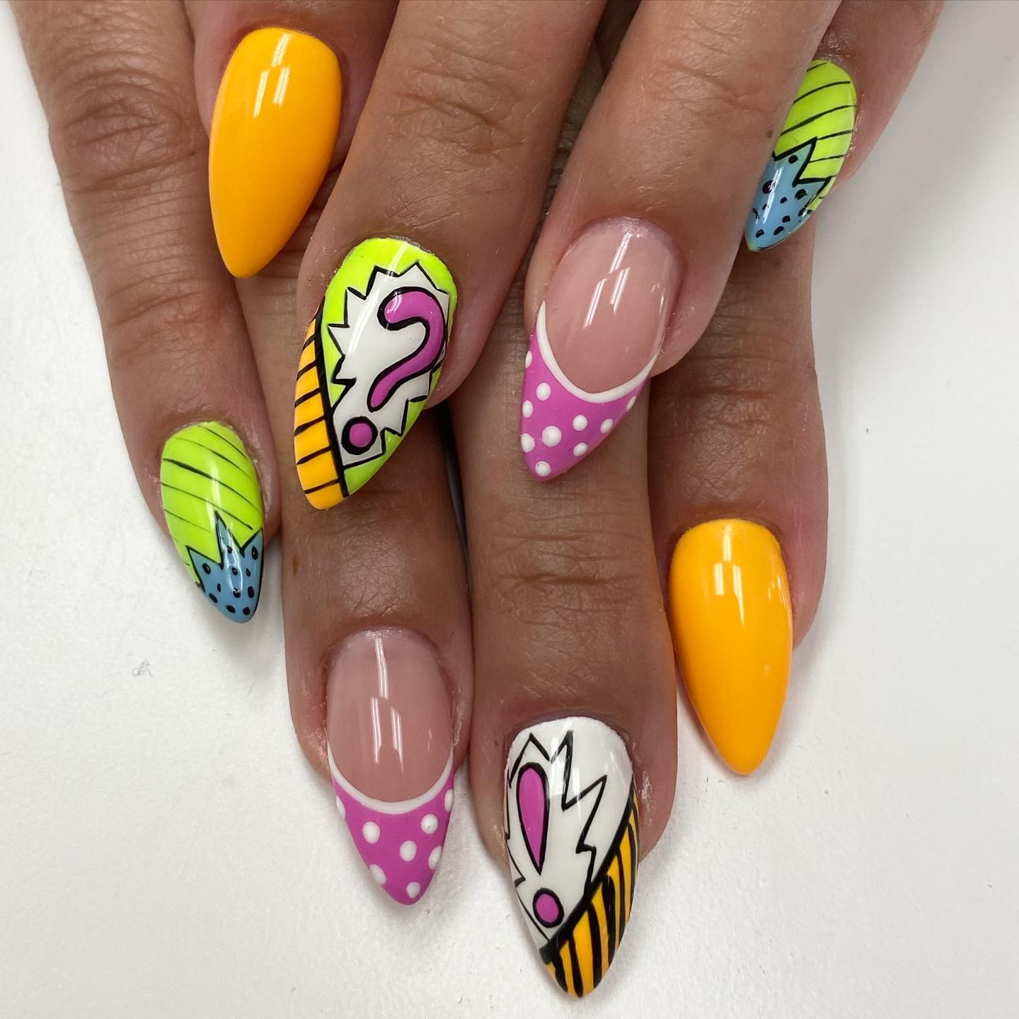 21. Pop Art Surprise: a Nail Odyssey In Electric Hues