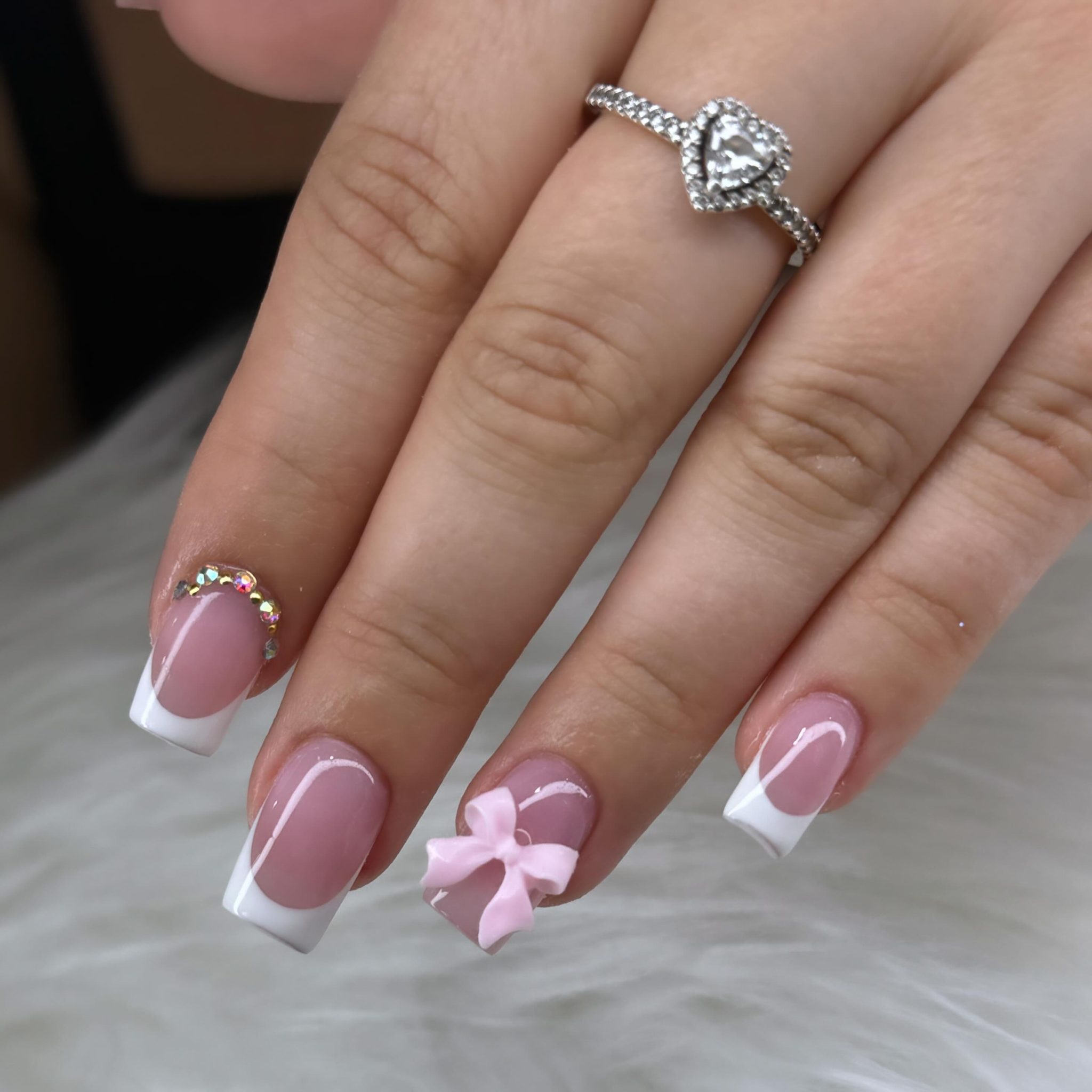 19. Whimsical Elegance: a Sweet Twist on Classic French Tips