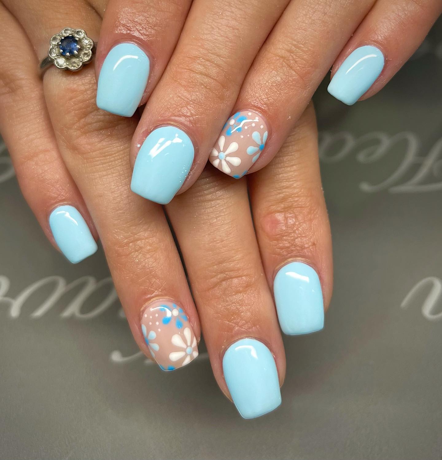 21. Whimsical Sky Blooms: a Blue Canvas for Floral Fantasy