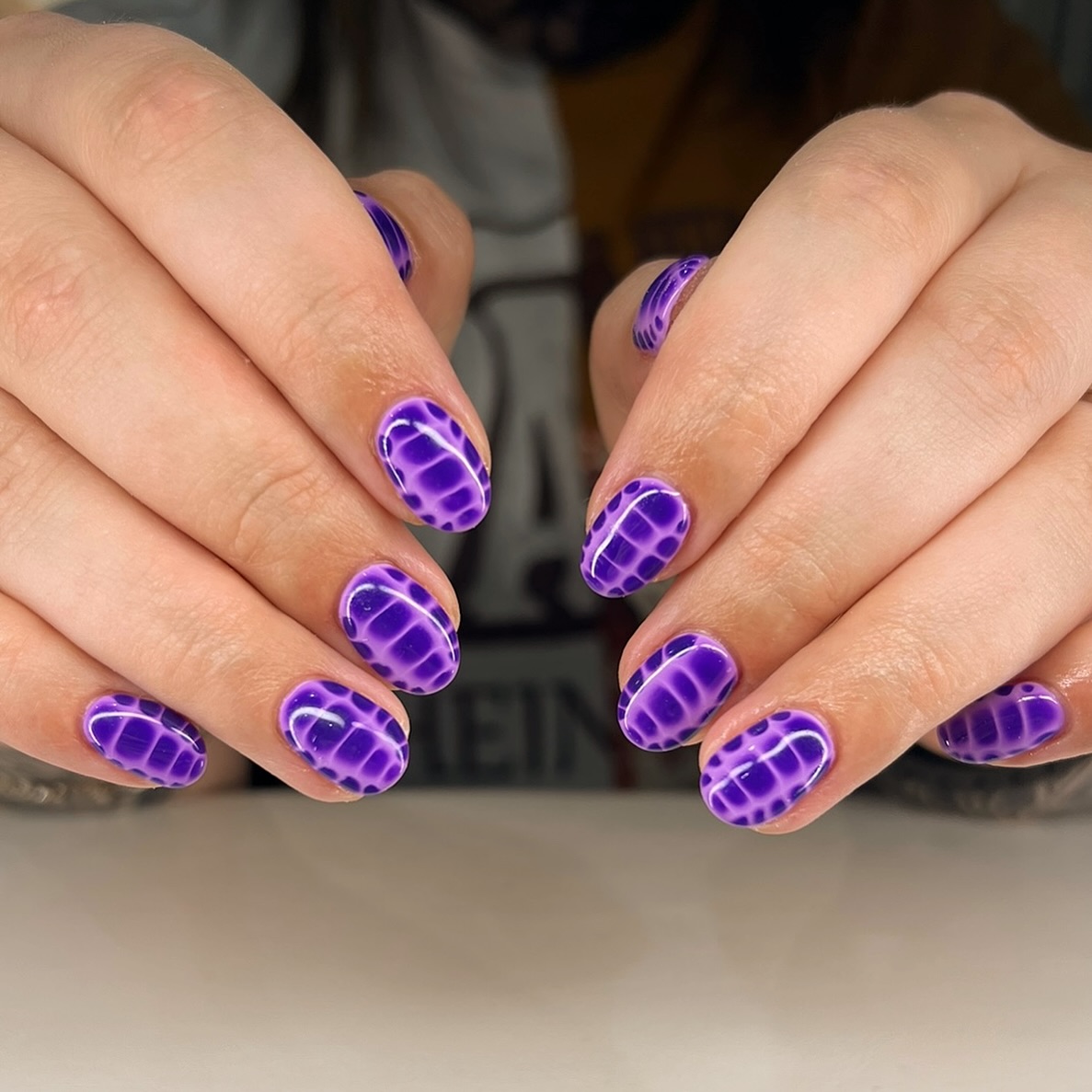 3. Velvet Vibes: Luxurious Purple Crocodile Nails for an Edgy February