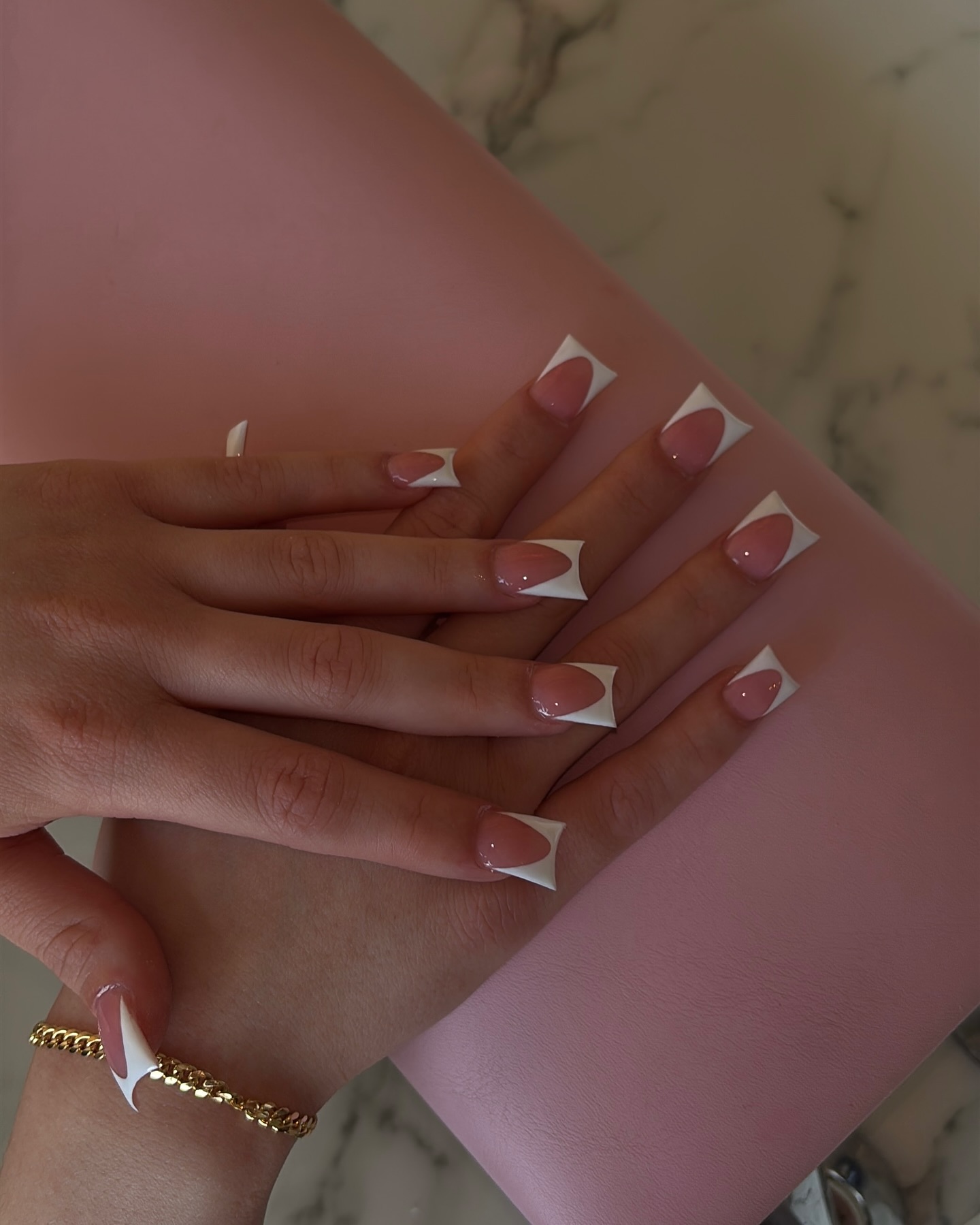 40. Chic Geometric Elegance: the Bold New French Tip Revolution