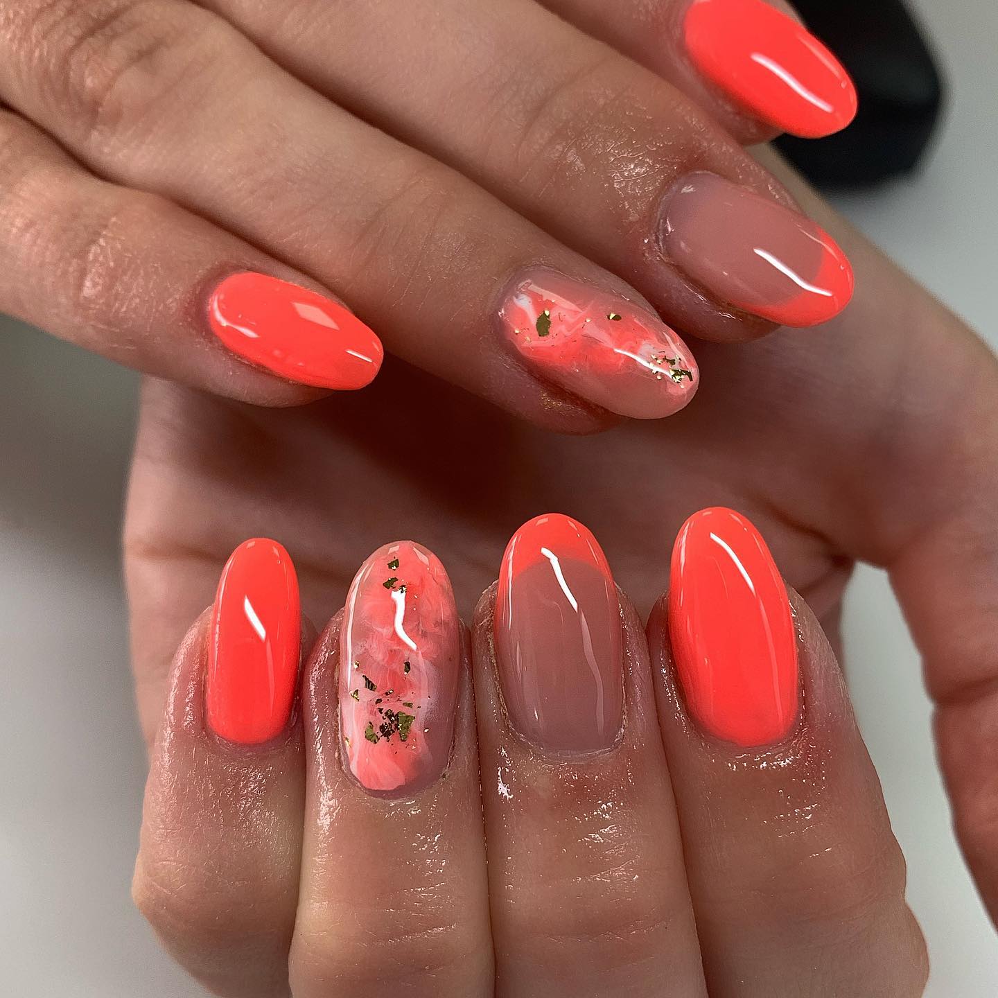 48. Coral Dreamscape with a Splash Of Gold Flare