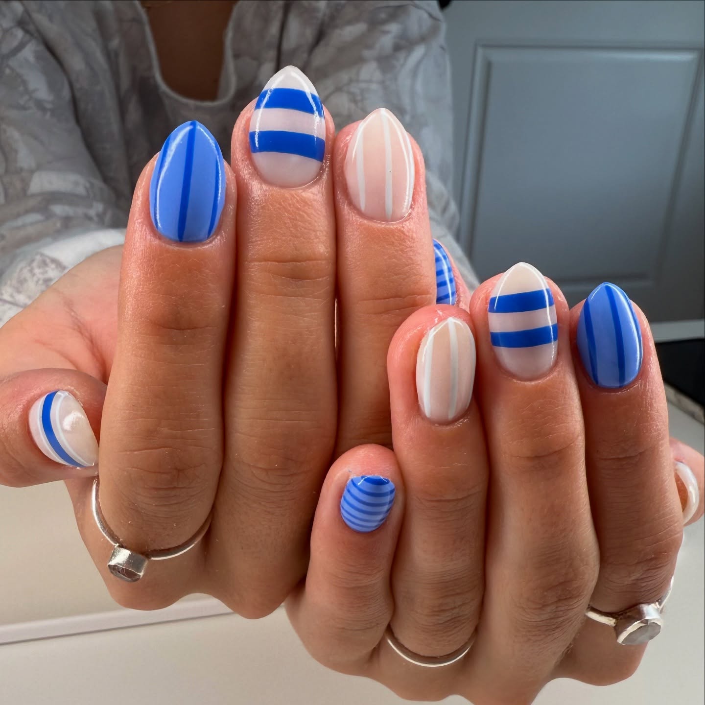 39. Azure Waves Meet Striped Elegance