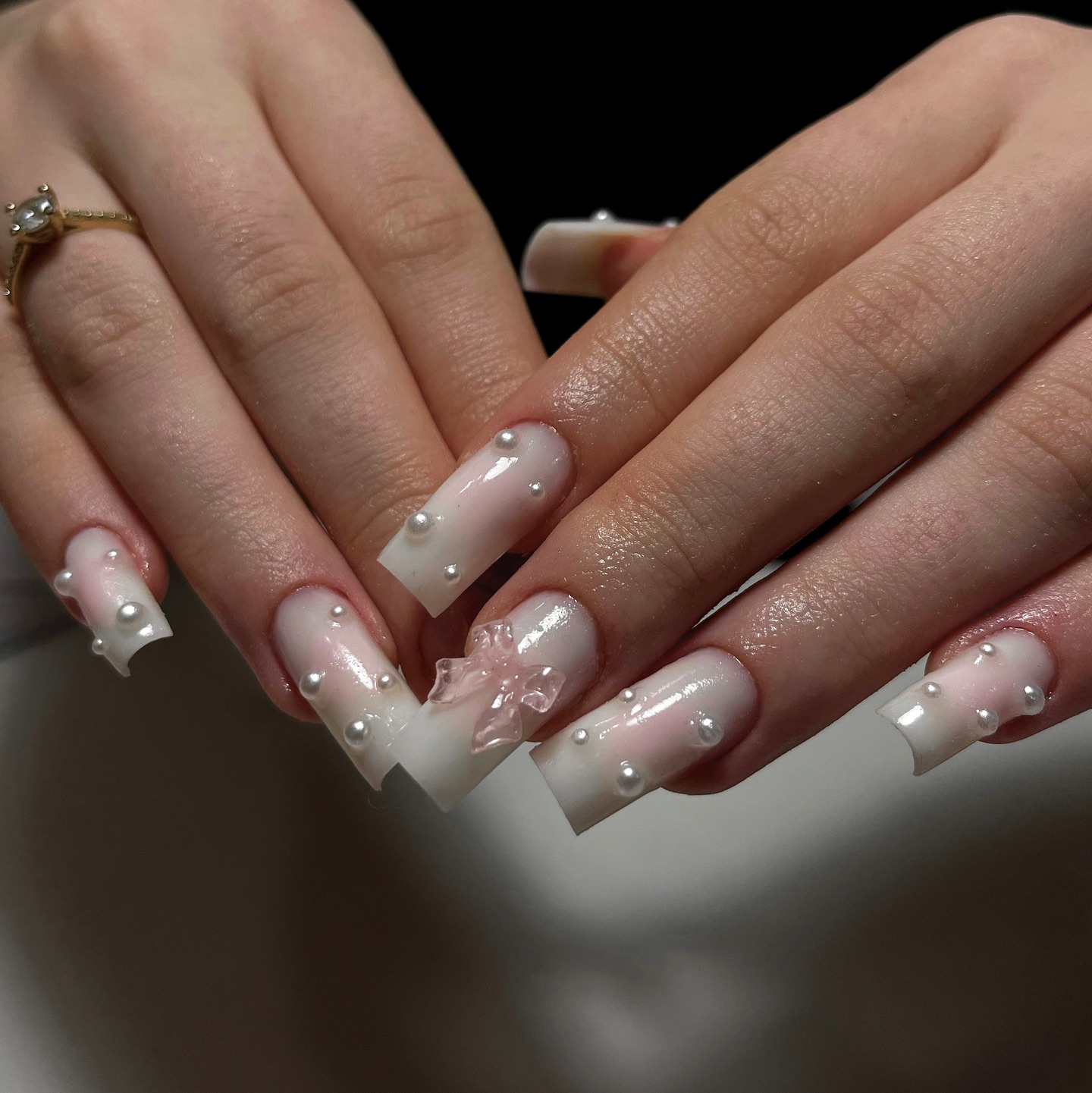 18. Whimsical Elegance: the Pearl-studded Grandeur Of Coquette Nails