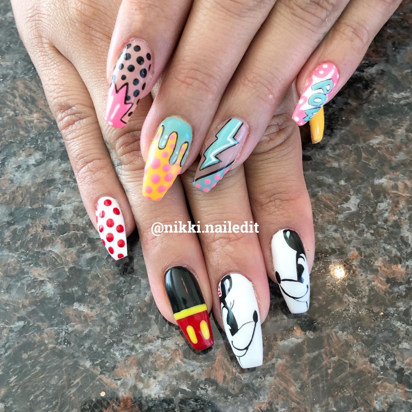 40. Comic Pop Artsy Delight: a Whimsical Nail Narrative