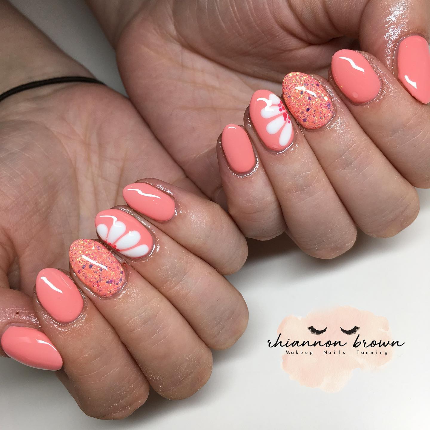 6. Coral Blooms and Sparkling Petals: a Fresh Spring Nail Adventure