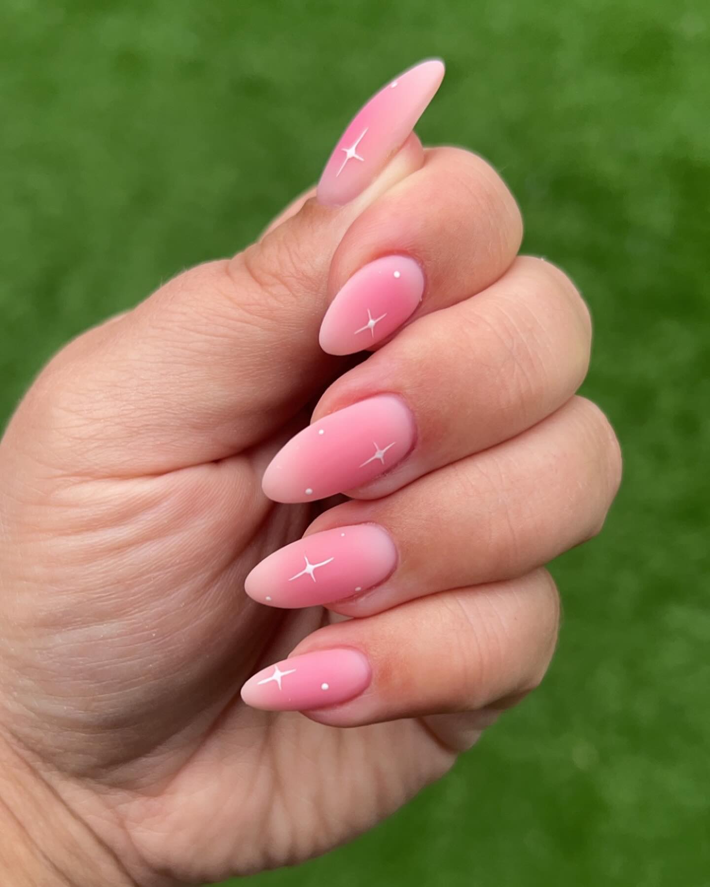 13. Whimsical Blush: Star-studded Ombre Elegance