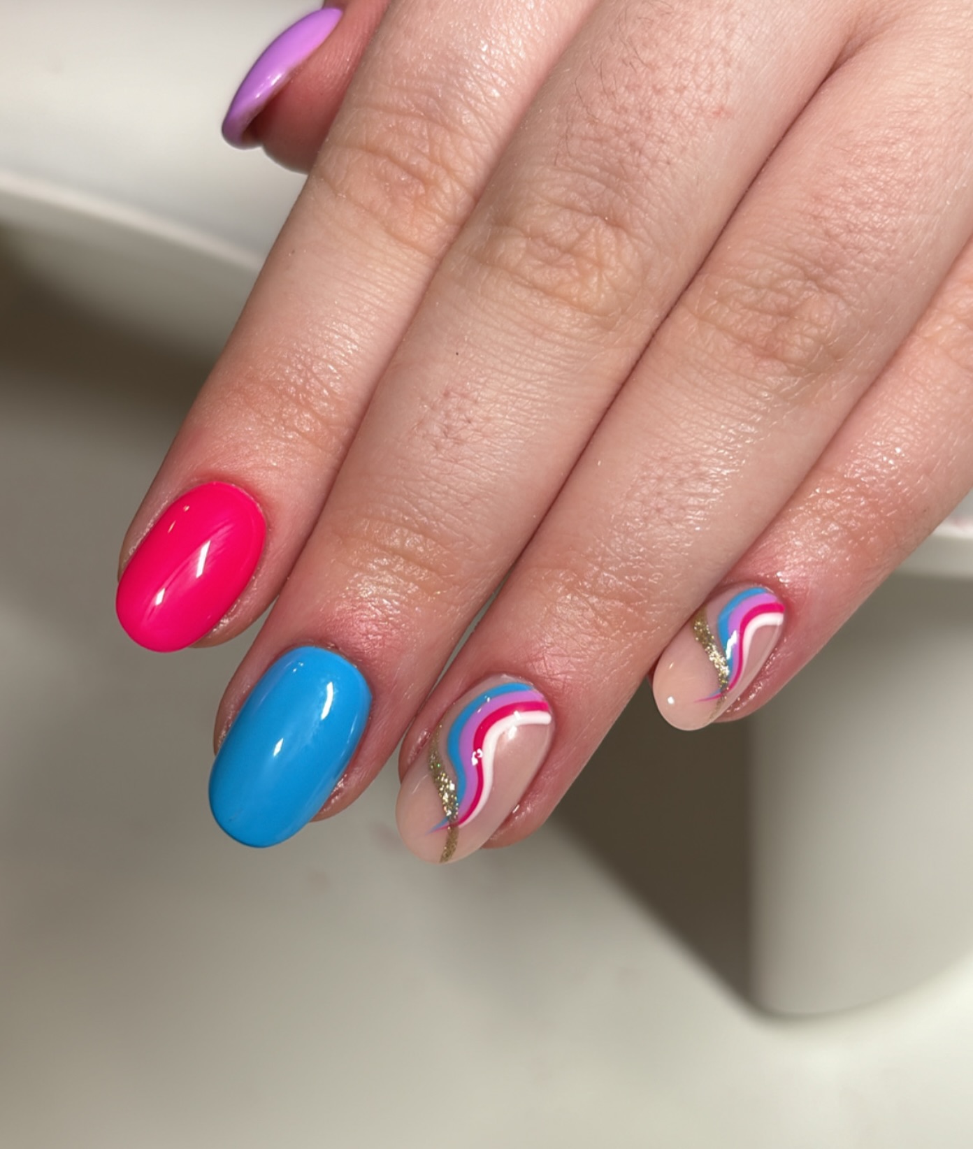 37. Candy Coated Waves: a Playful Summer Nail Delight