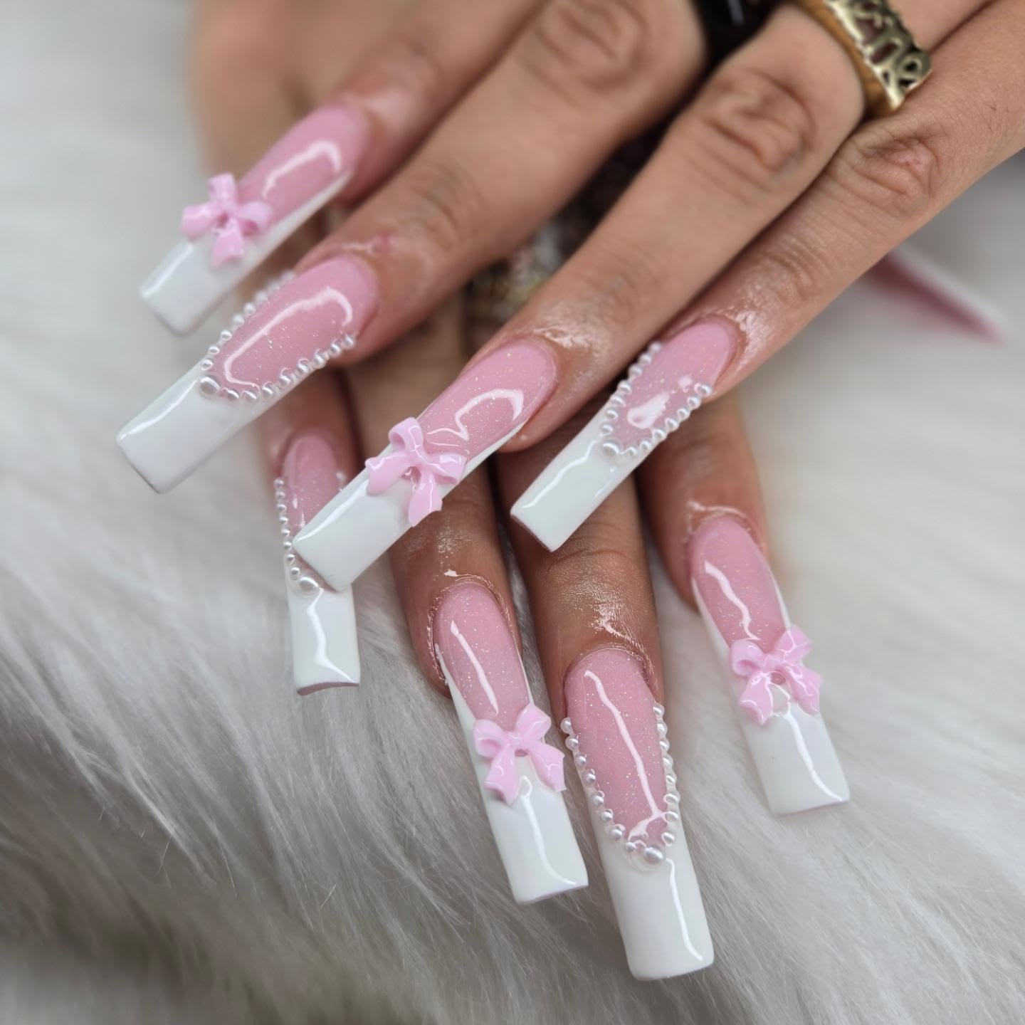 44. Whimsical Elegance with Dainty Ribbons and Pearls